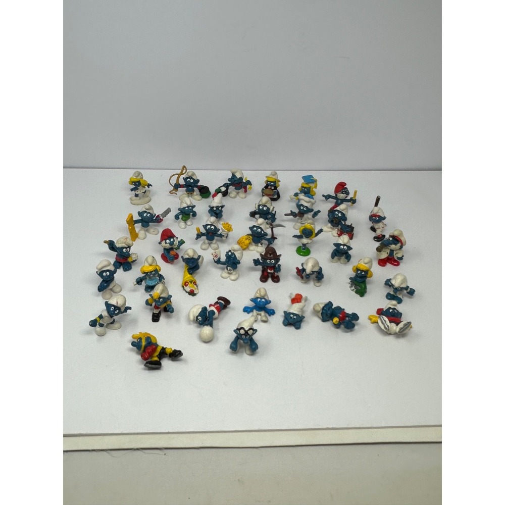 Vintage Schleich Peyo Smurfs Large Mixed Lot 37 Figures 1970s 80s V1